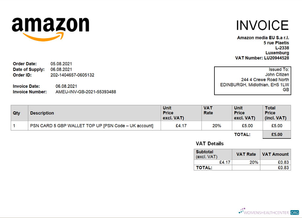 Download United Kingdom Amazon American multinational technology company invoice Photoshop template
